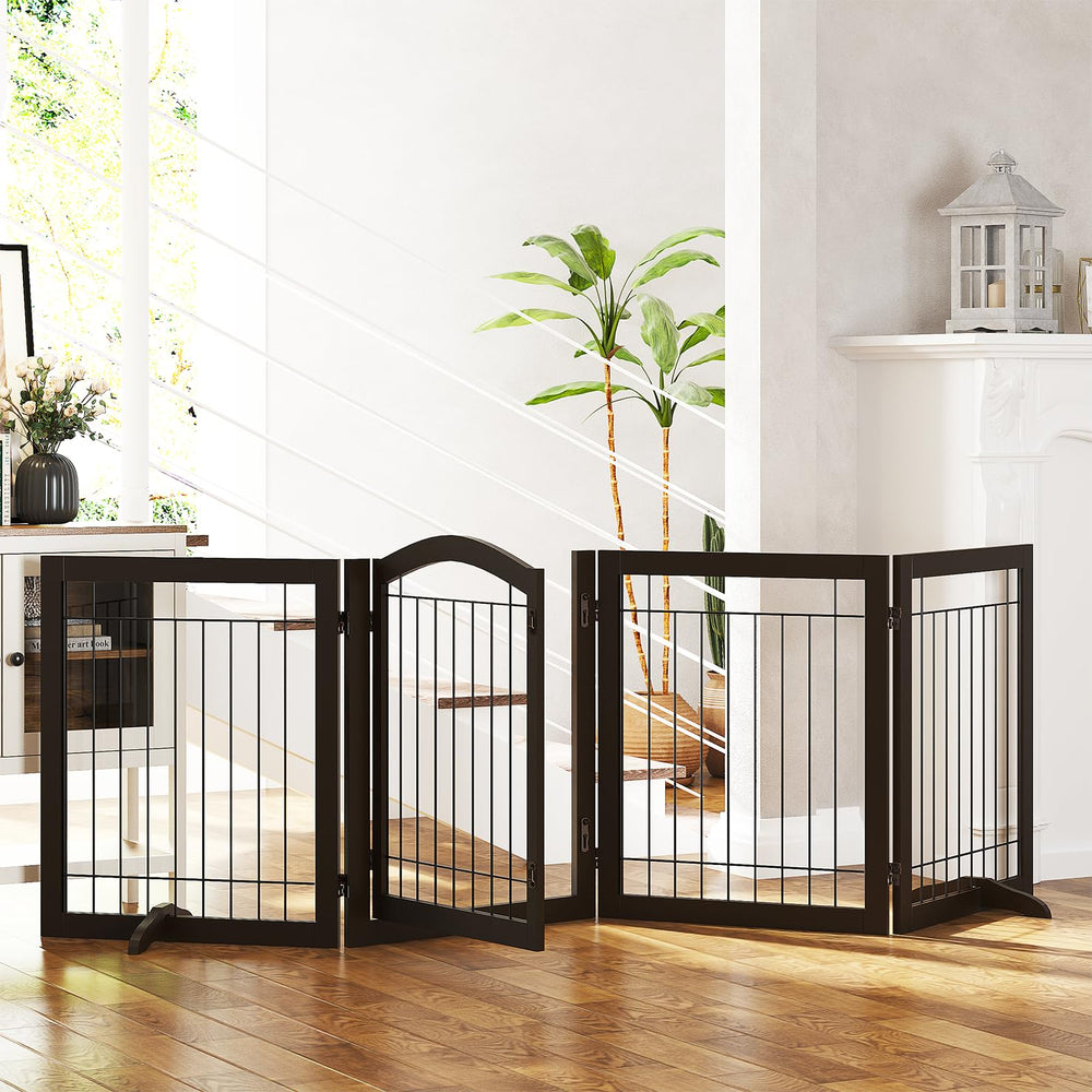 Spirich freestanding design espresso gate ready for flexible placement