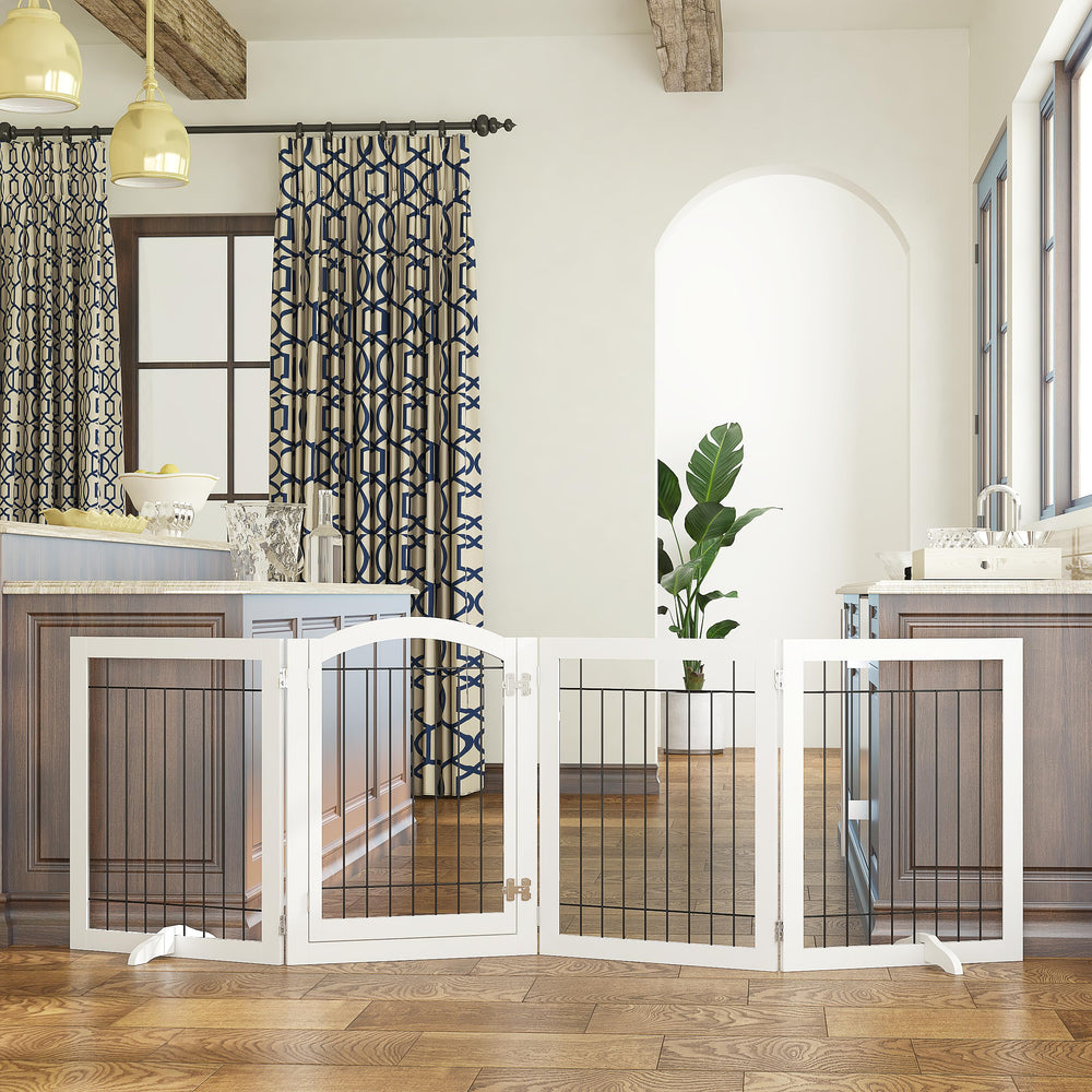 Spirich dog gate freestanding design avoids wall mounting and easy relocation