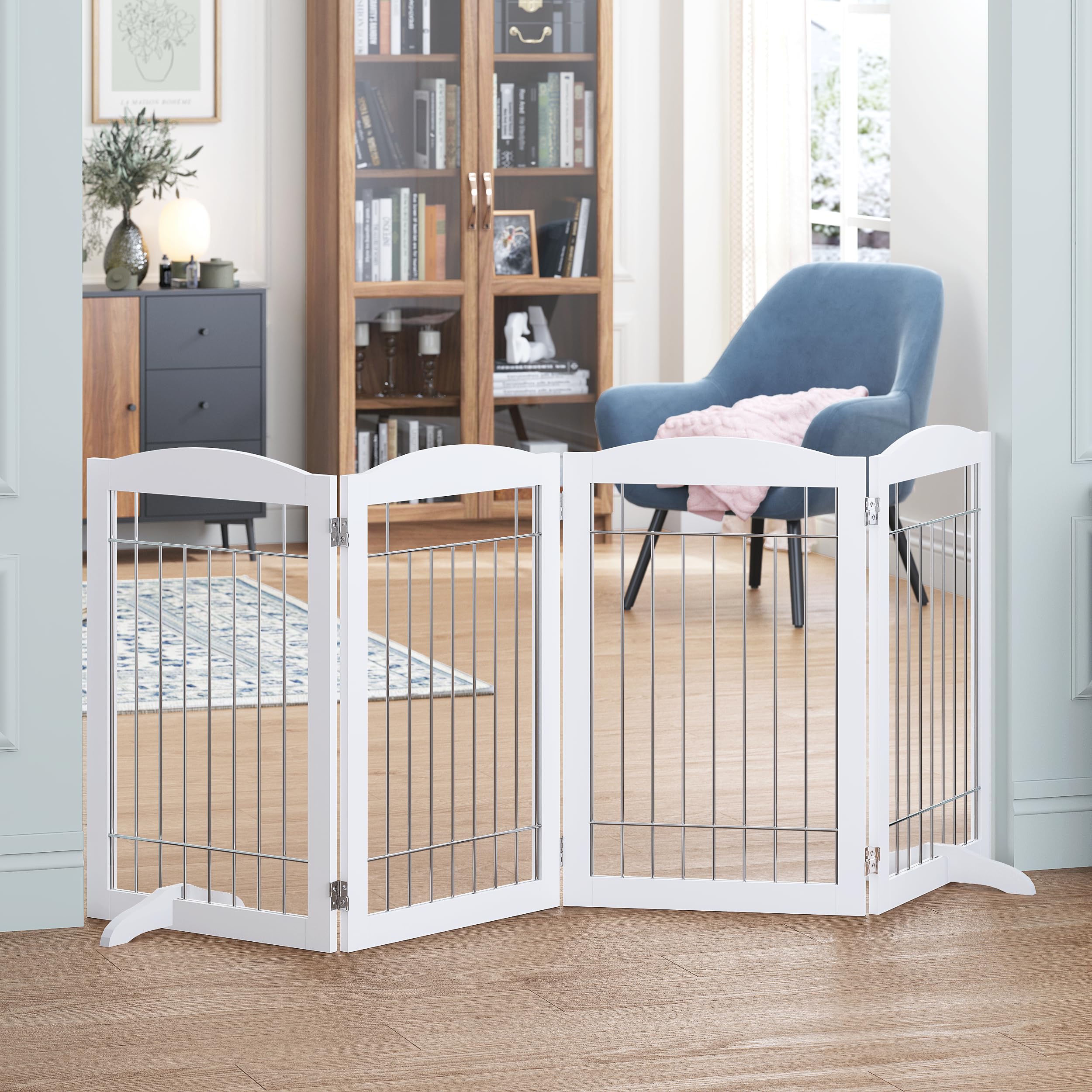 Spirich dog gate 80in hallway setup safely contains pets.