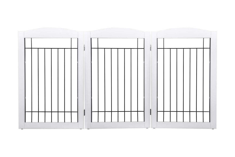 Spirich gate shown on stairs as a safety barrier for stair use.