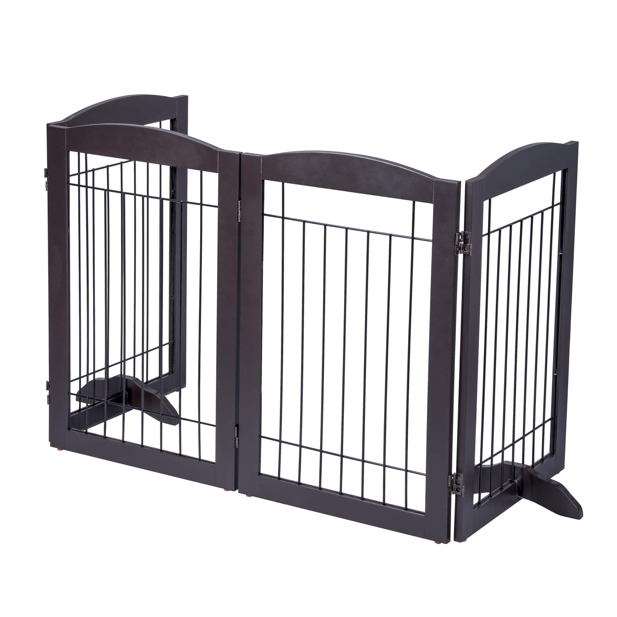 Spirich includes non-slip support feet stabilize gate on smooth floors.
