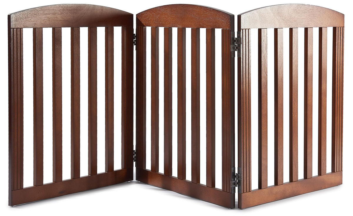 Spirich wooden freestanding dog gate folds accordion for space-saving use