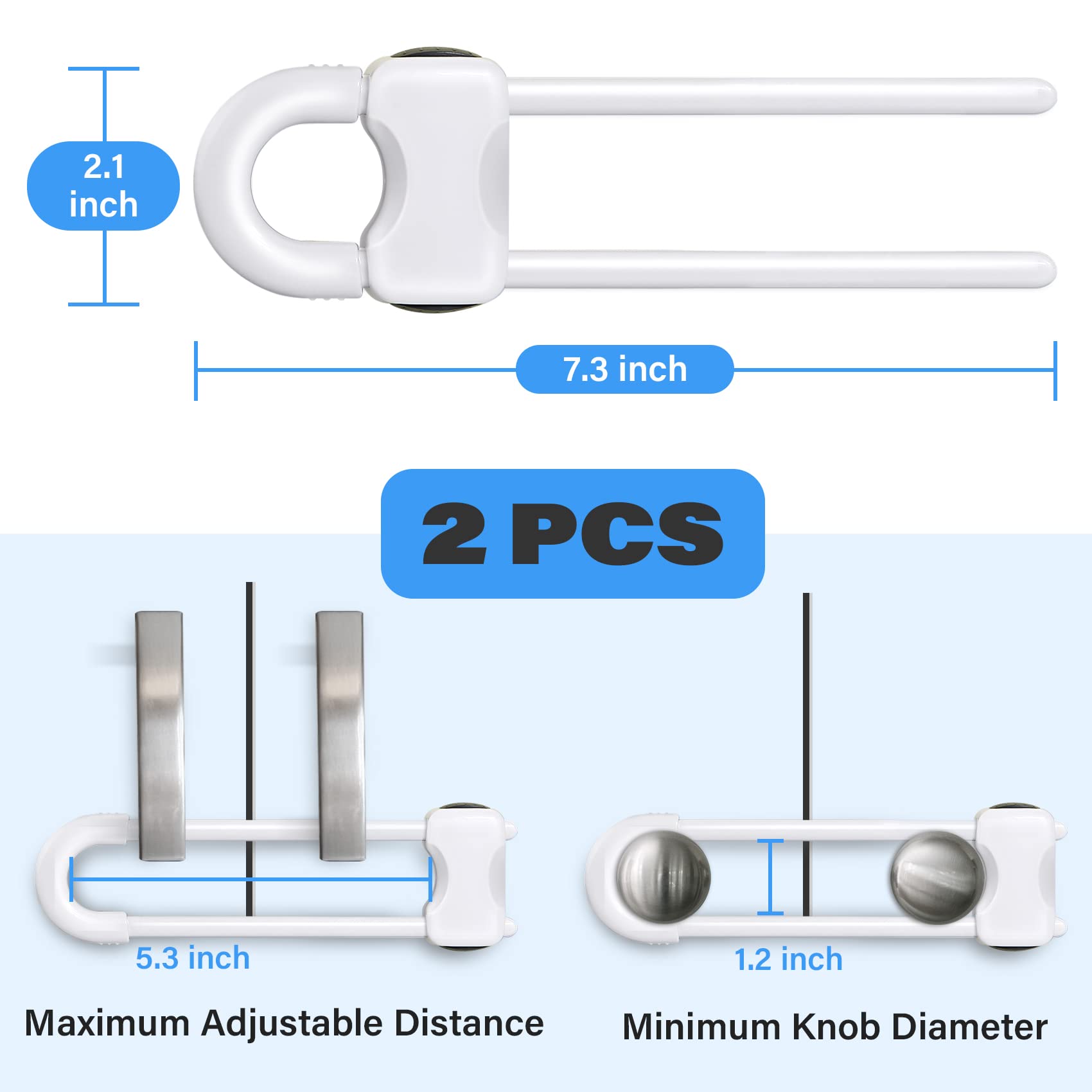 SPISPI U-shaped child lock closeup showing adjustable design for secure cabinets.