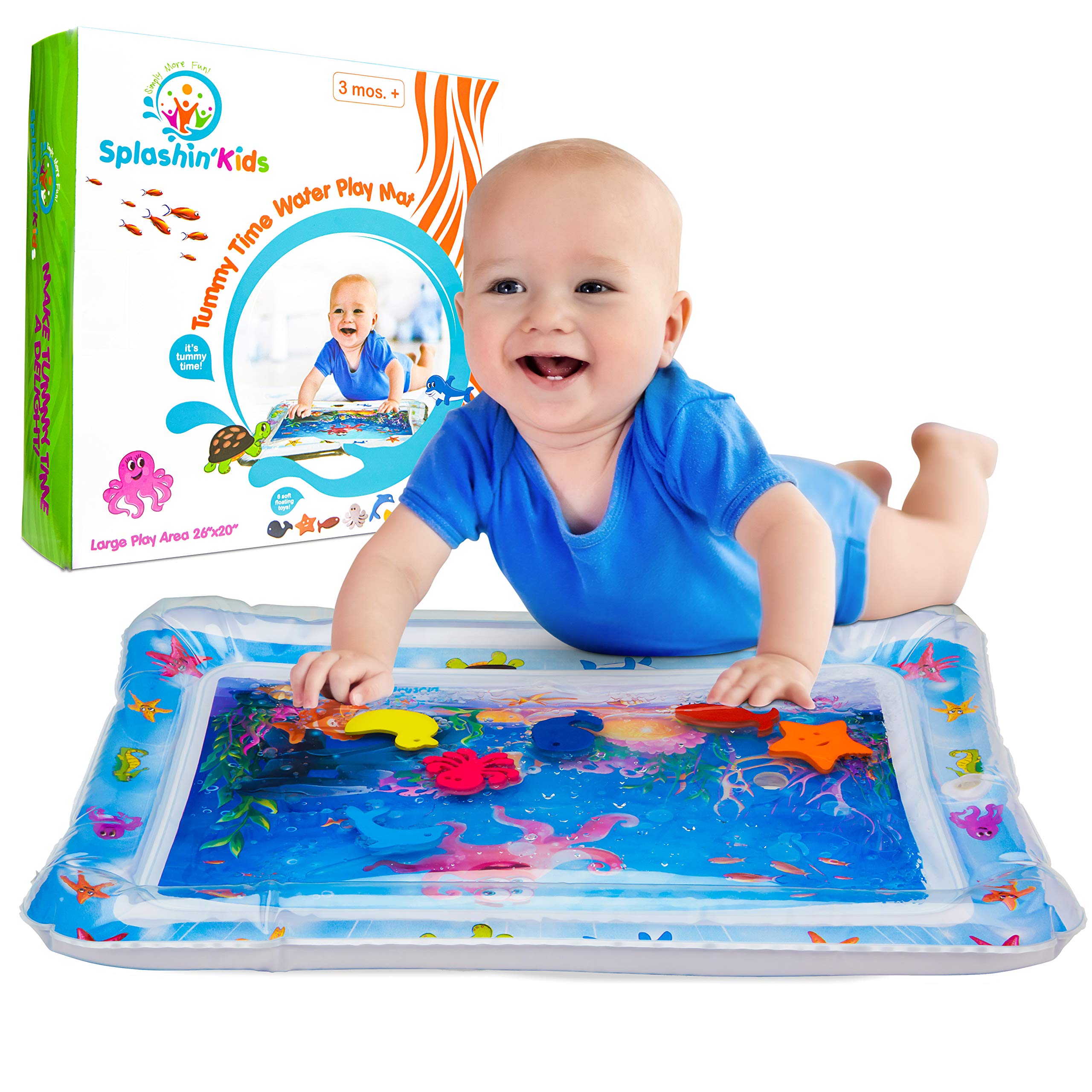 Splashin'kids bright graphics promote visual tracking during tummy time.