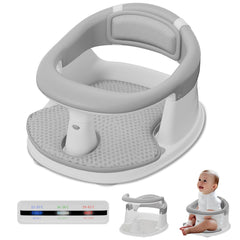 Spluvvly baby bath seat with 360-degree wrap-around armrests provides secure support.