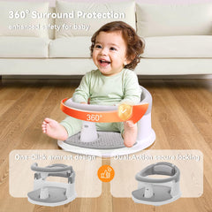 Spluvvly bath seat dual-lock safety prevents accidental openings.