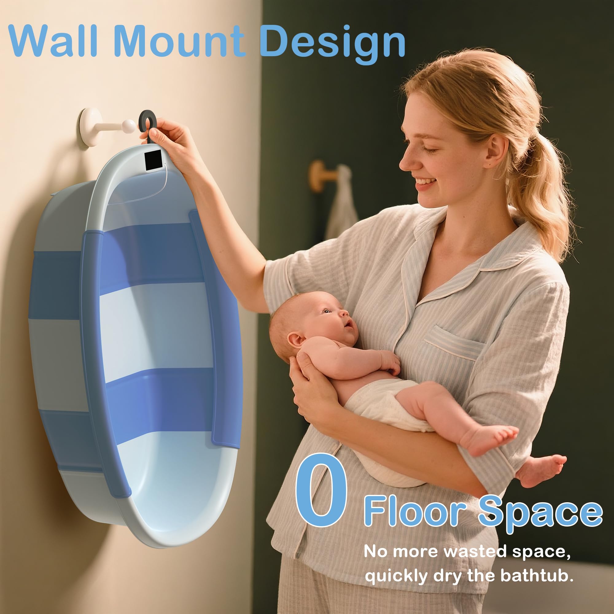 Spluvvly collapsible baby bathtub blue cushion inside for comfortable bath time.