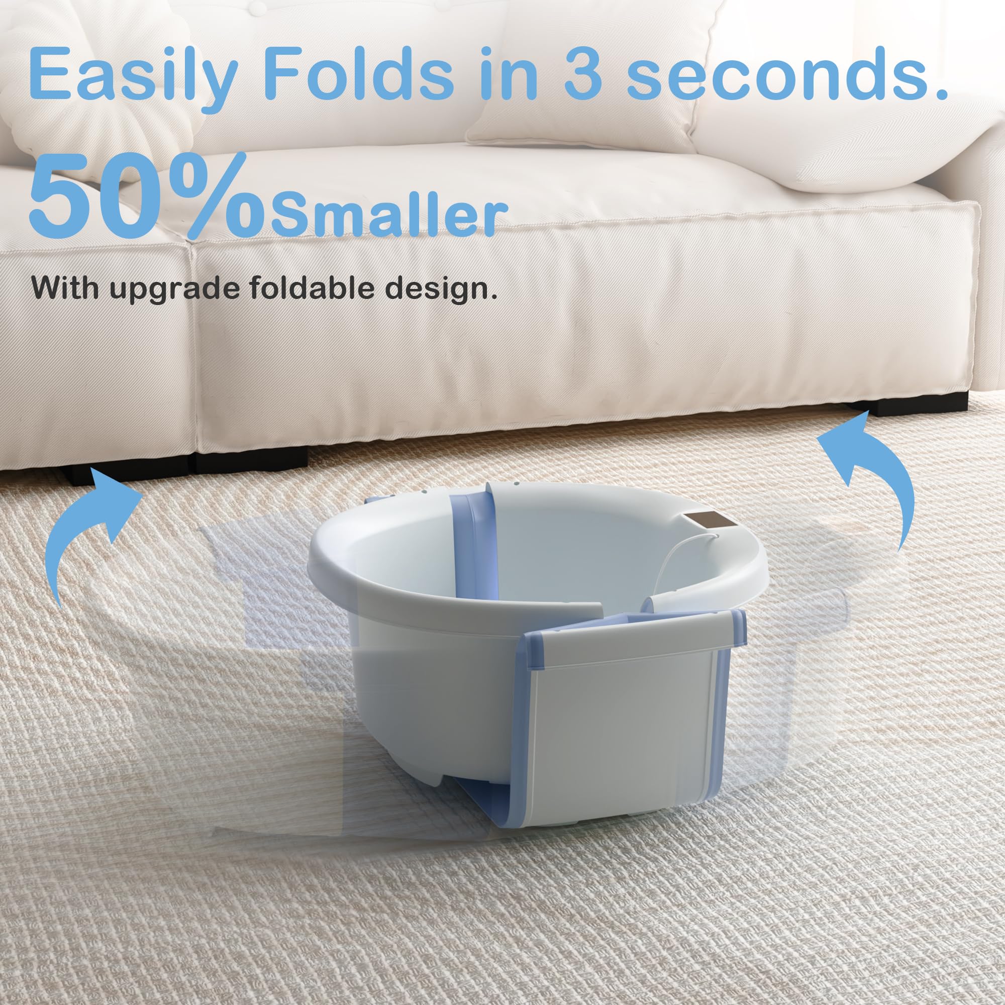 Spluvvly collapsible baby bathtub blue non-slip base prevents tipping.