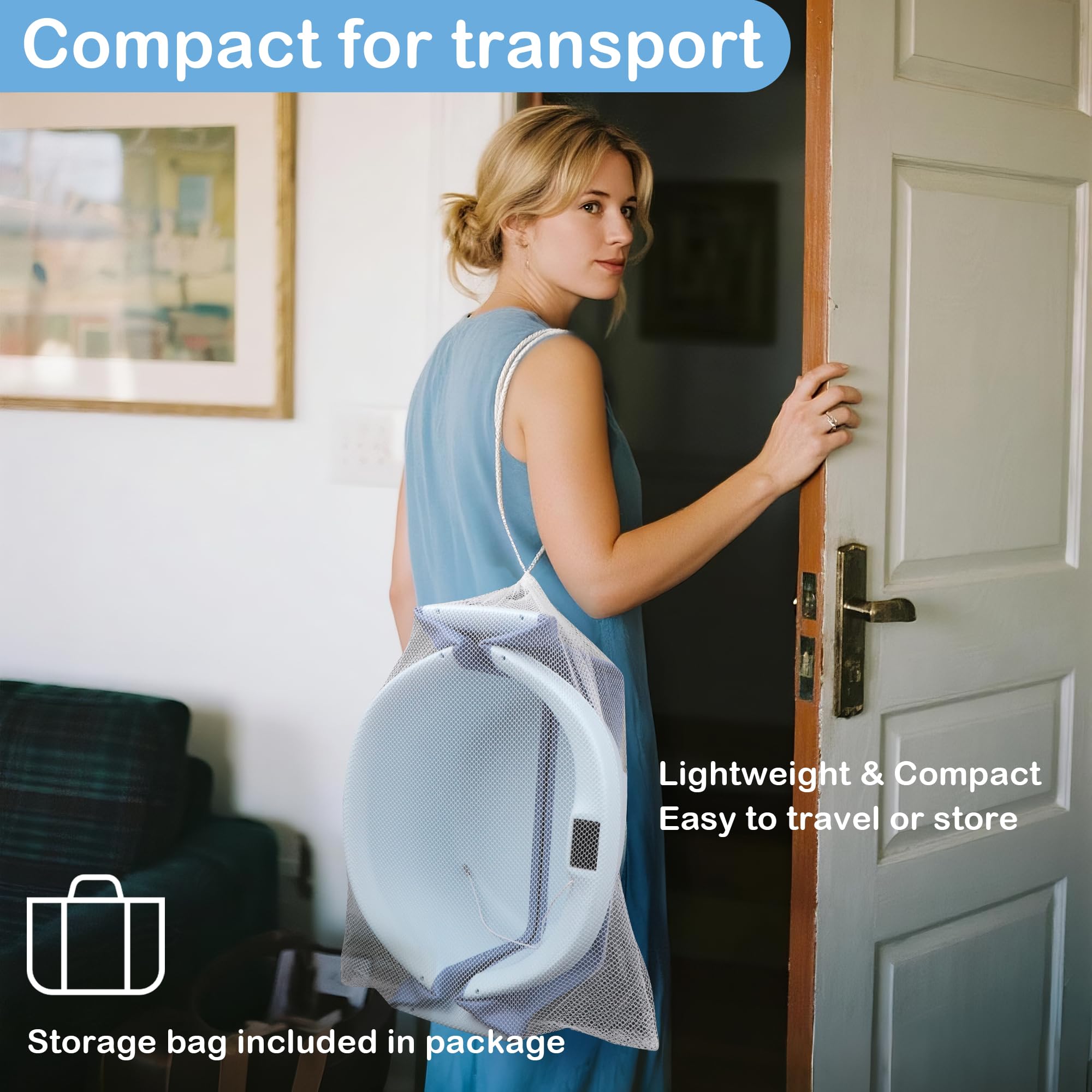 Spluvvly collapsible baby bathtub blue wall-hang storage for compact living.
