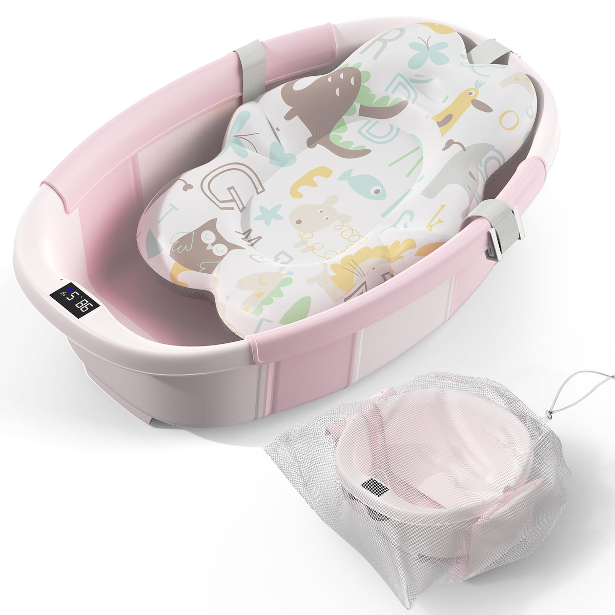 Spluvvly collapsible baby bathtub folded for compact storage