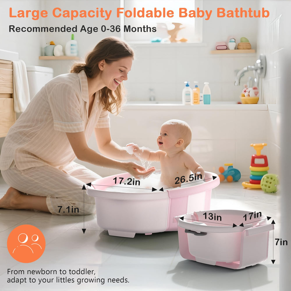 Spluvvv Collapsible Baby Bathtub temperature display shows water temp