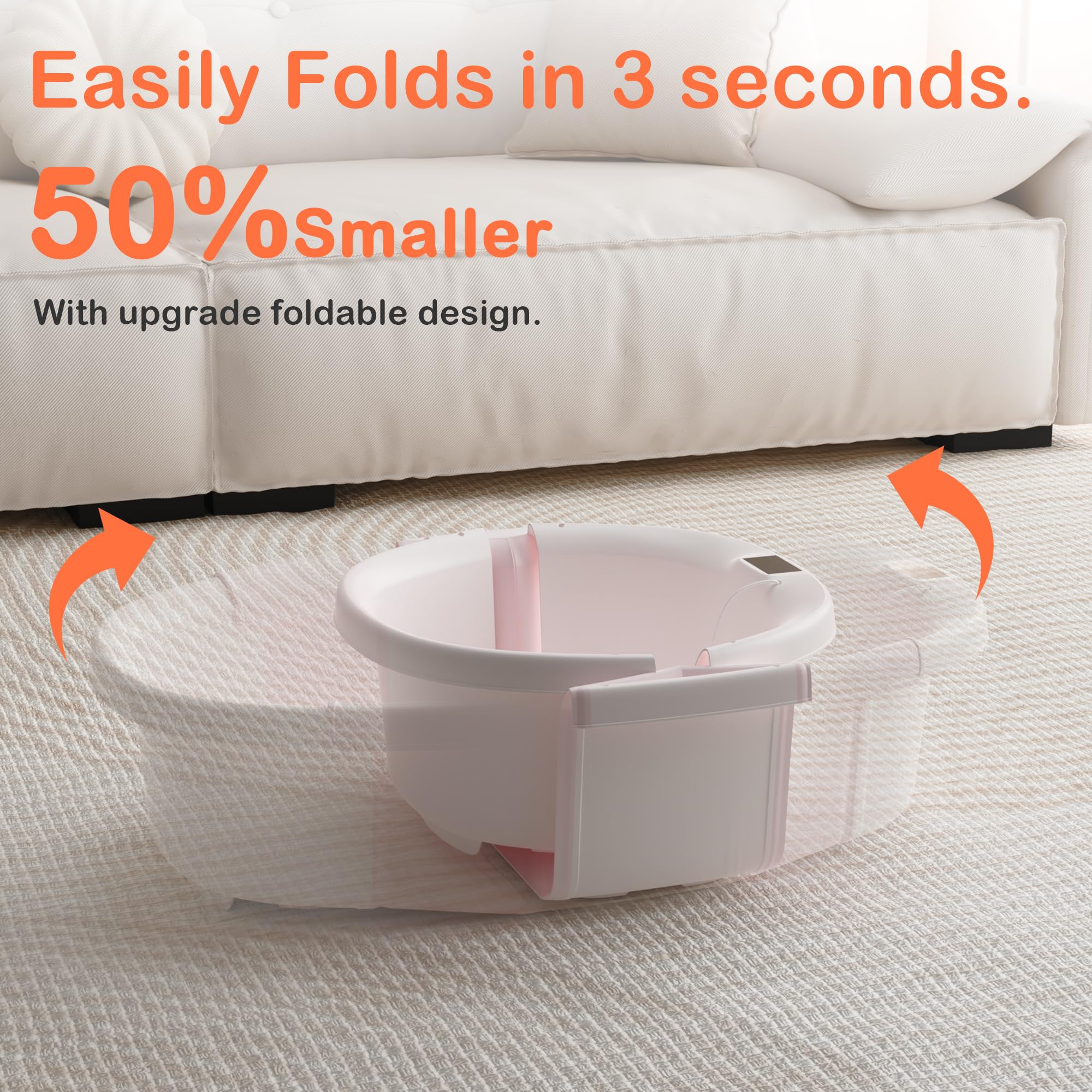 Spluvvly hook on wall stores the collapsible bathtub after use