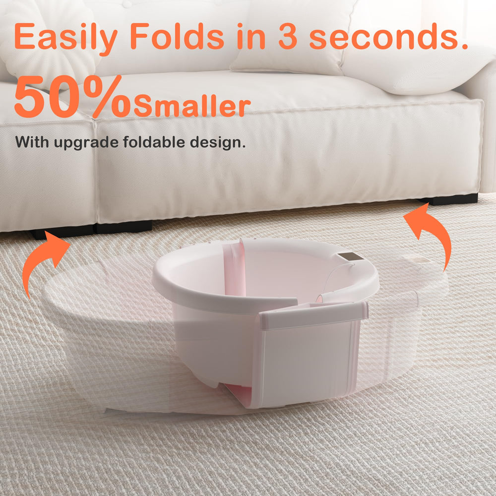 Spluvvly hook on wall stores the collapsible bathtub after use