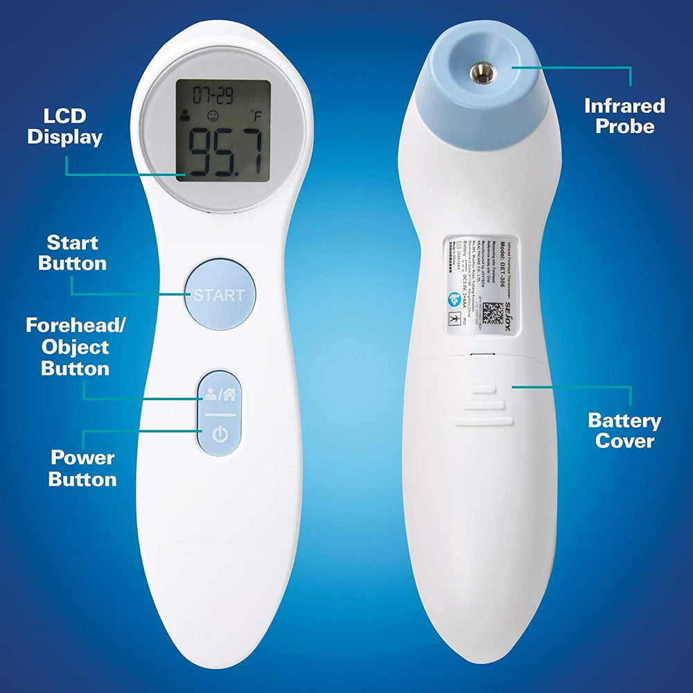 Sponix Digital Forehead Thermometer side view showing compact, travel-ready design.