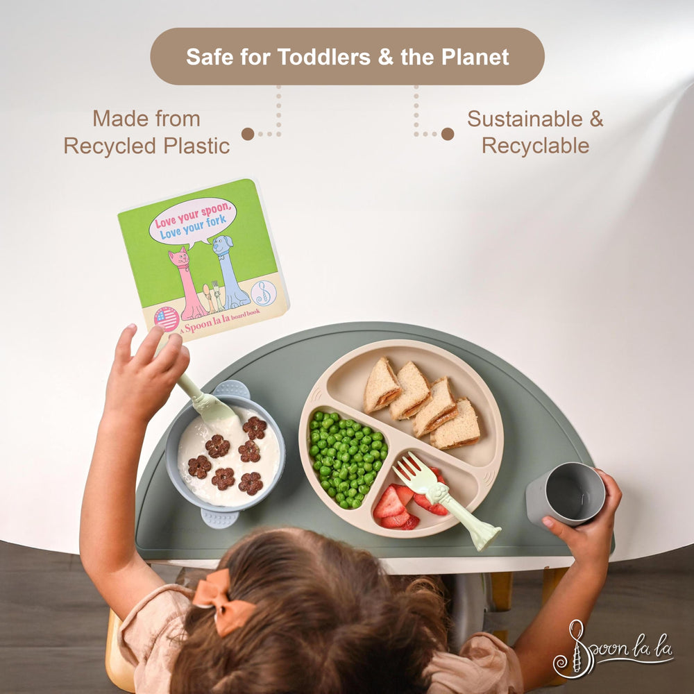 Spoon la la BPA-free utensils crafted from US-sourced plastic.