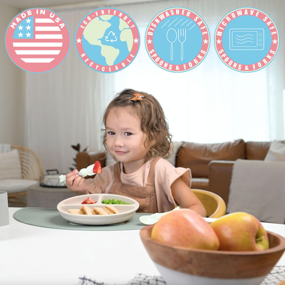 Spoon la la mint green baby silverware ideal for ages 12 months to 4 years.