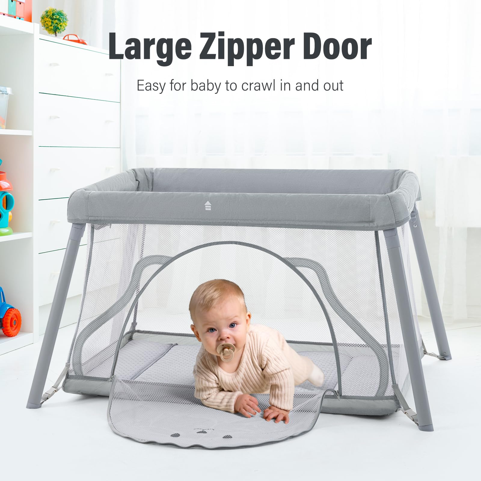 Sporary Travel Crib bassinet mode offers a bedside option for newborns