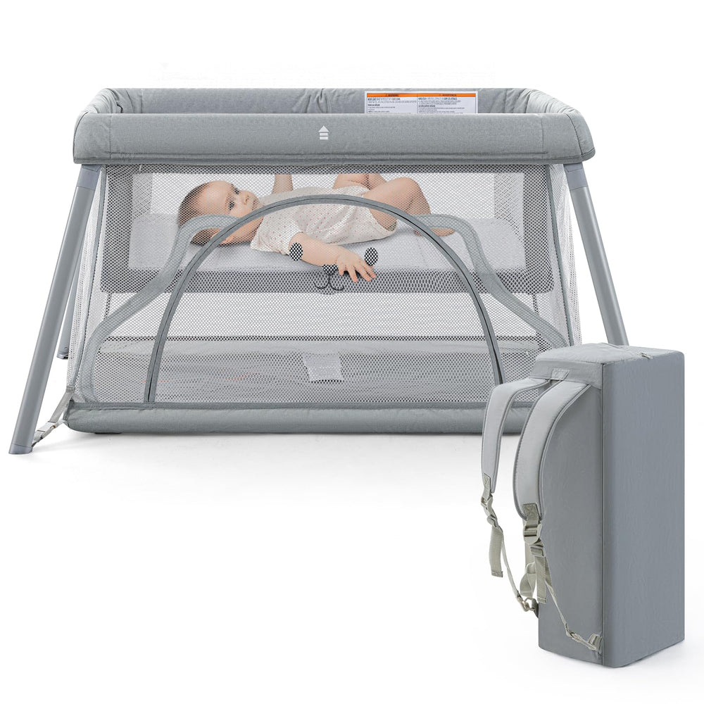 Sporary Travel Crib folded compact for easy packing on trips