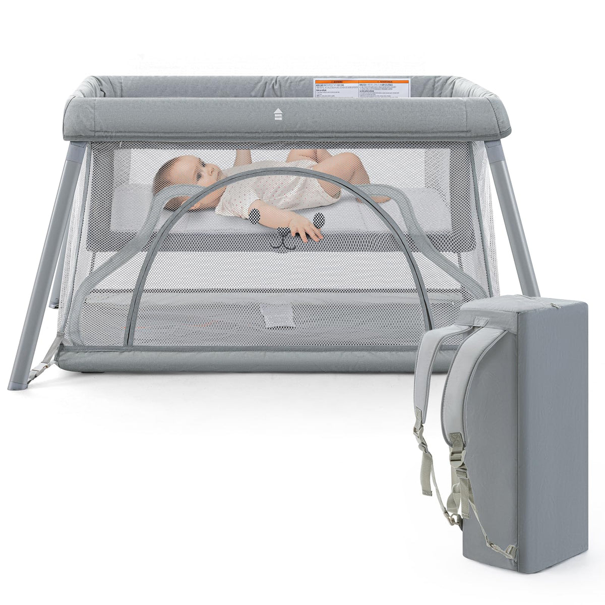 Sporary Travel Crib folded compact for easy packing on trips