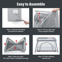 Sporary Travel Crib breathable mesh panels show baby visibility and airflow