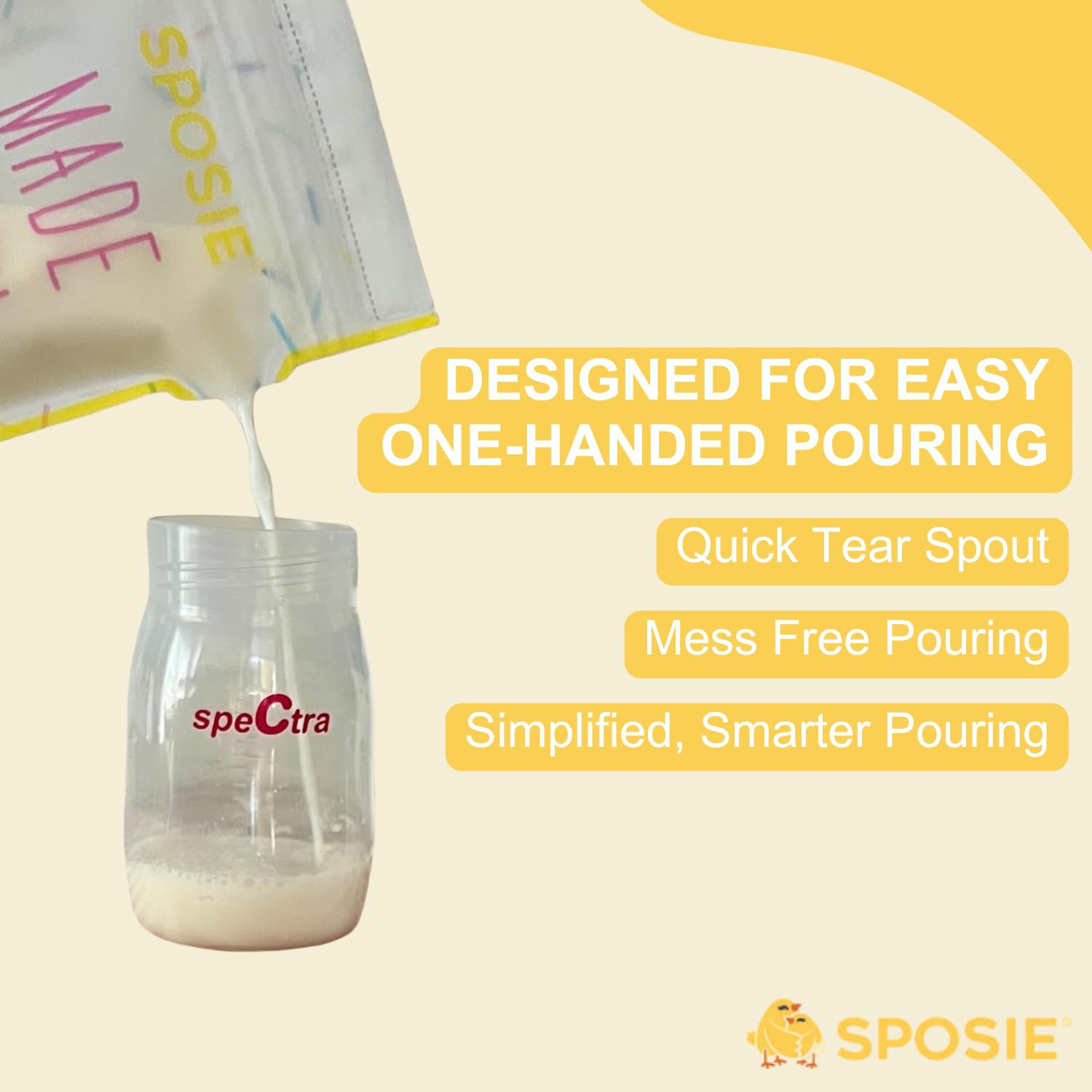 SPOSIE SimpleFeed bag leak-proof seal protects milk during storage