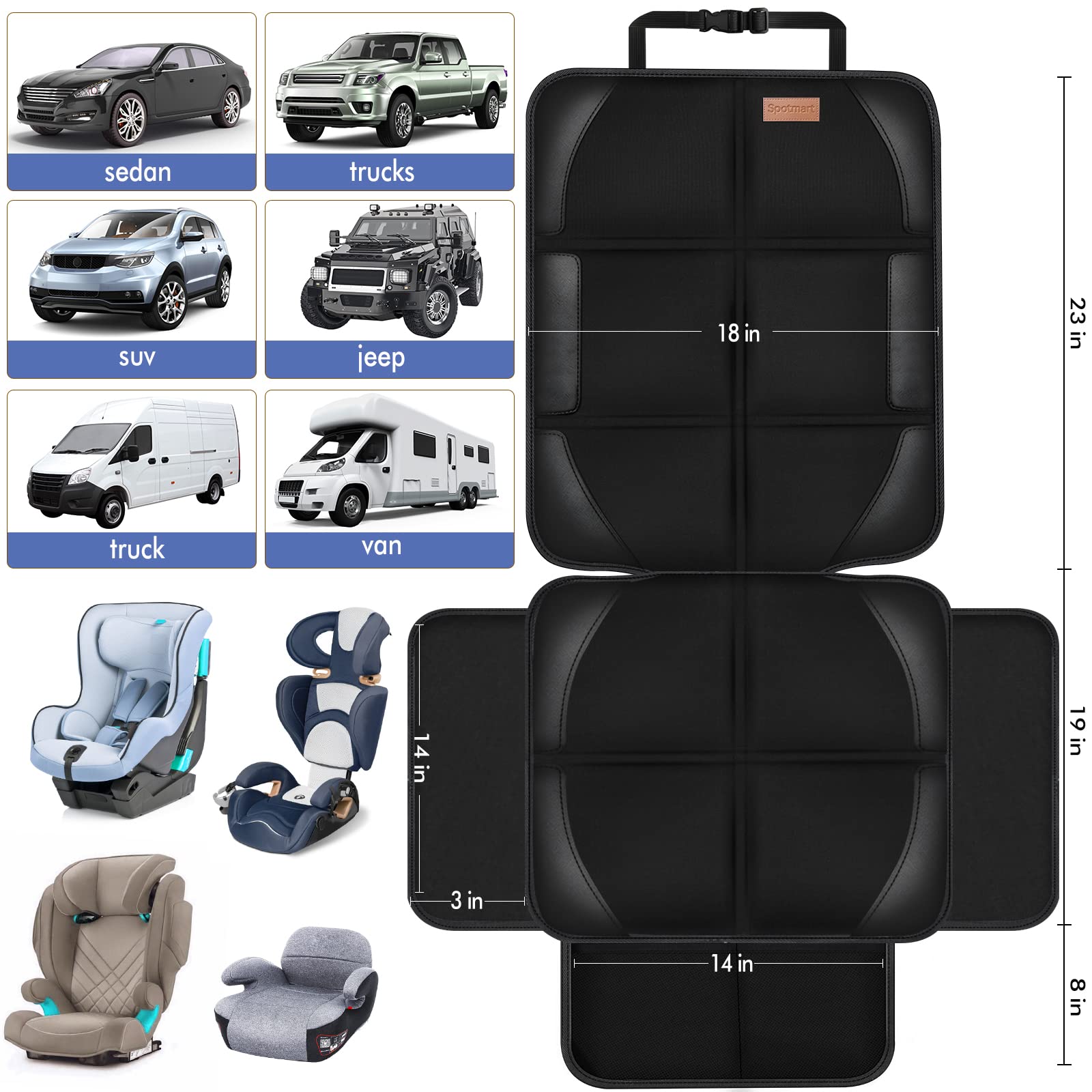 Spotmart car seat protector cover in-seat-gap view showing gap coverage to keep crumbs out.