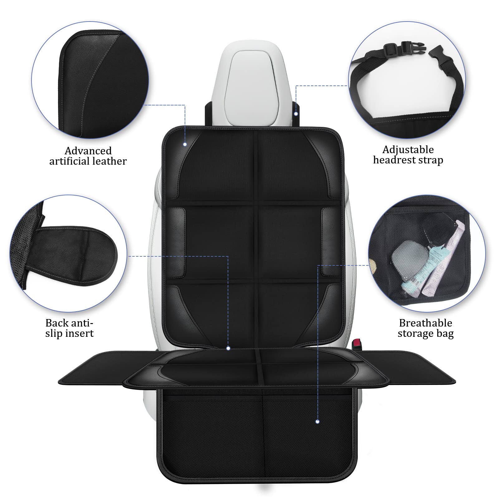 Spotmart car seat protector storage-pocket keeps toys and snacks organized.