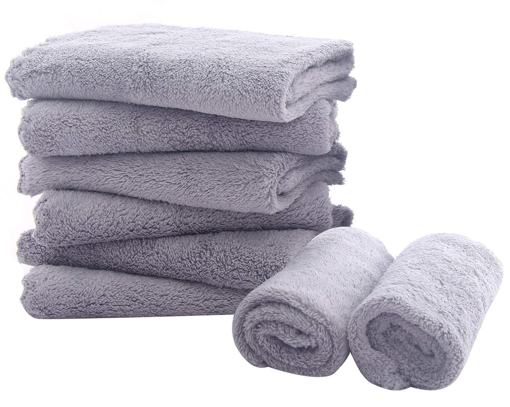 Spotted Play 8-pack burp cloths 20x10 grey—high absorbency for feeding and mess cleanup.
