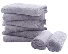 Spotted Play 8-pack burp cloths 20x10 grey—high absorbency for feeding and mess cleanup.