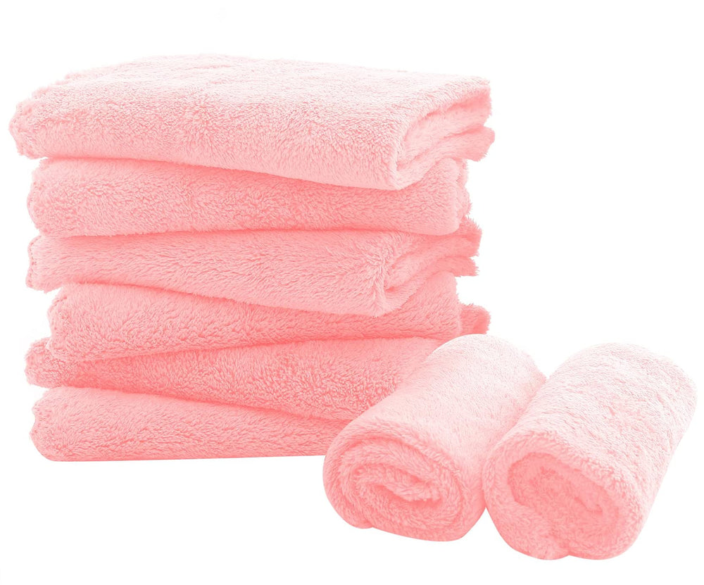 Spotted Play 8-pack burp cloths pink folded for quick feeding cleanups