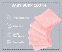 Spotted Play coral fleece burp cloth 20x10 close-up showing ultra-absorbent fabric for spills