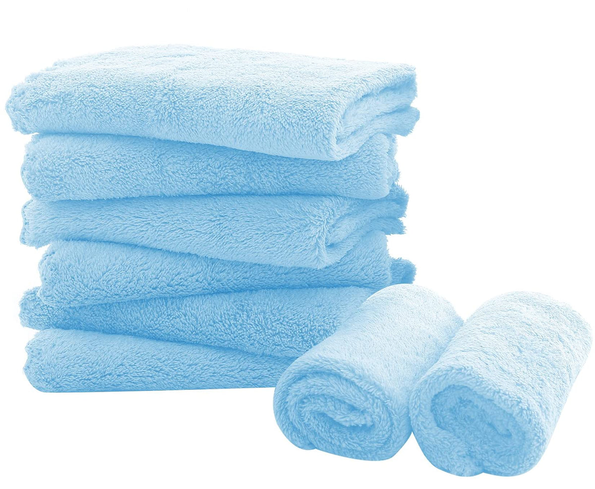 Spotted Play Aquamarine burp cloths in flat lay show ultra-absorbent baby care.