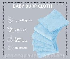 Spotted Play Aquamarine burp cloths demonstrating quick spill absorption for on-the-go feeds.