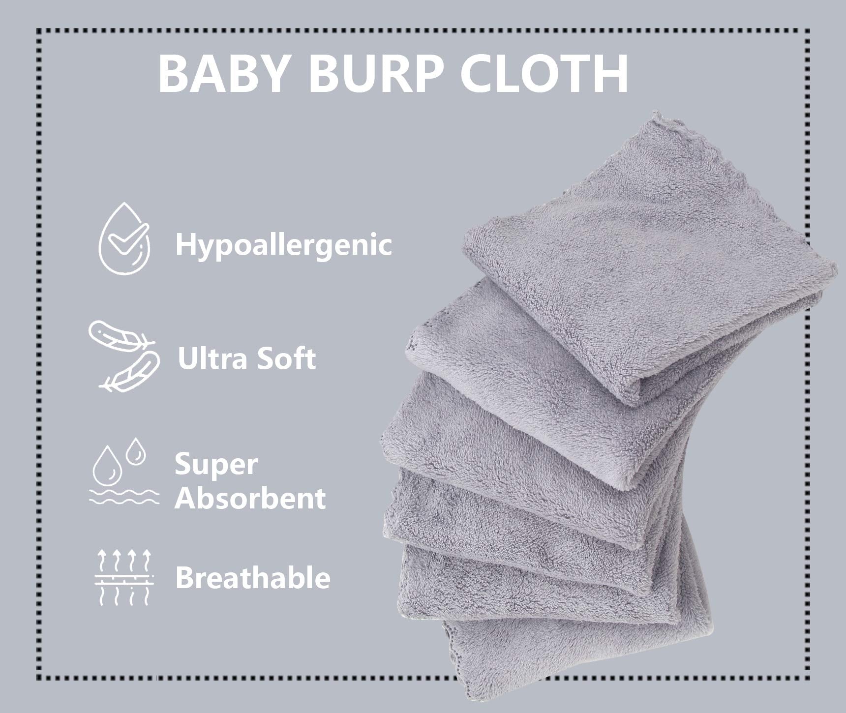 Spotted Play burp cloths in coral fleece emphasize baby-soft texture and easy machine wash.