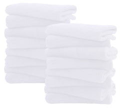 Spotted Play burp cloths in white protect outfits during feeds.