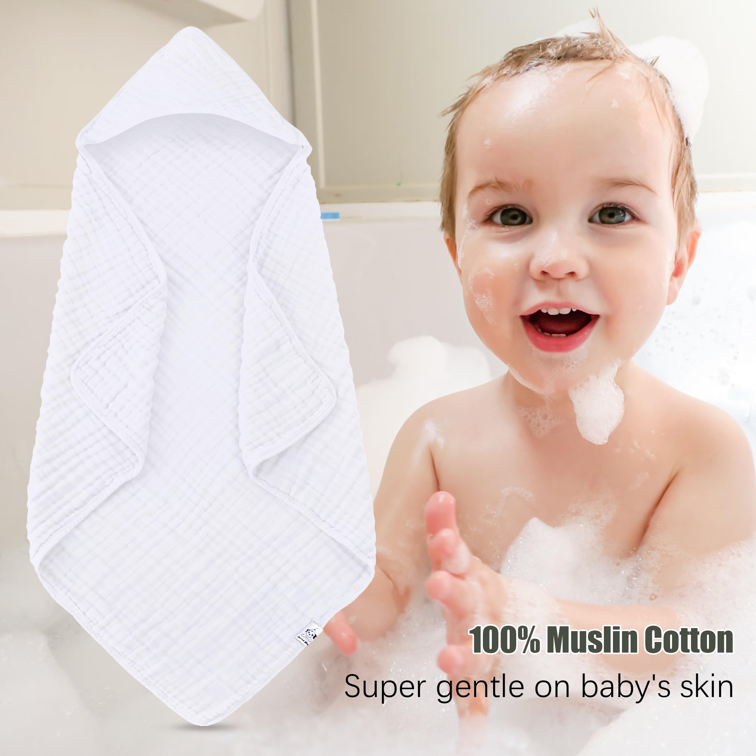 Spotted Play hooded towel in aqua, absorbs moisture softly after bath.