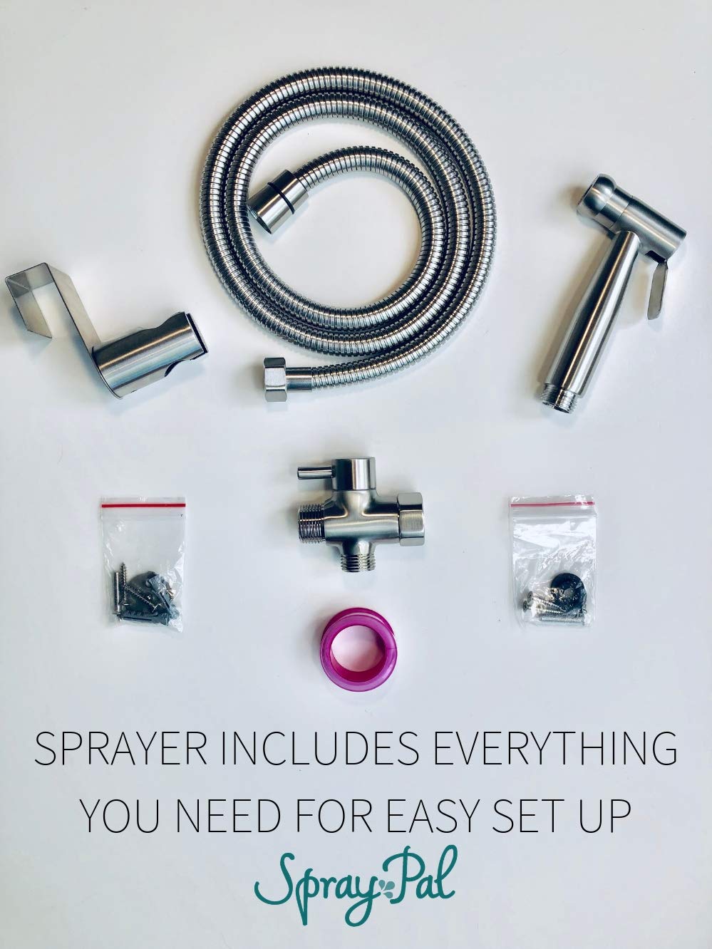 Spray Pal Diaper Sprayer in box demonstrates a complete kit for fast setup.