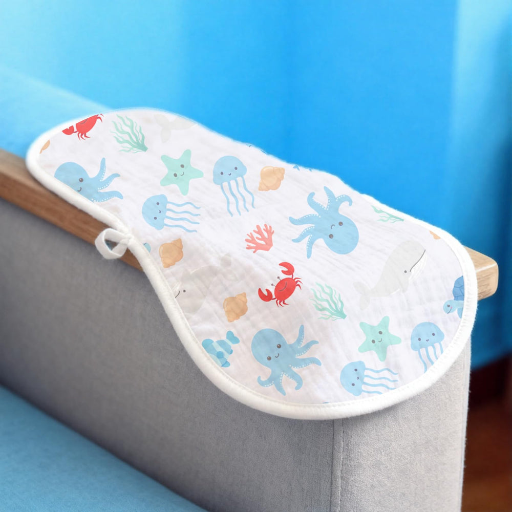 Spriggenix blue ocean burp cloths highlighting absorbency for spills