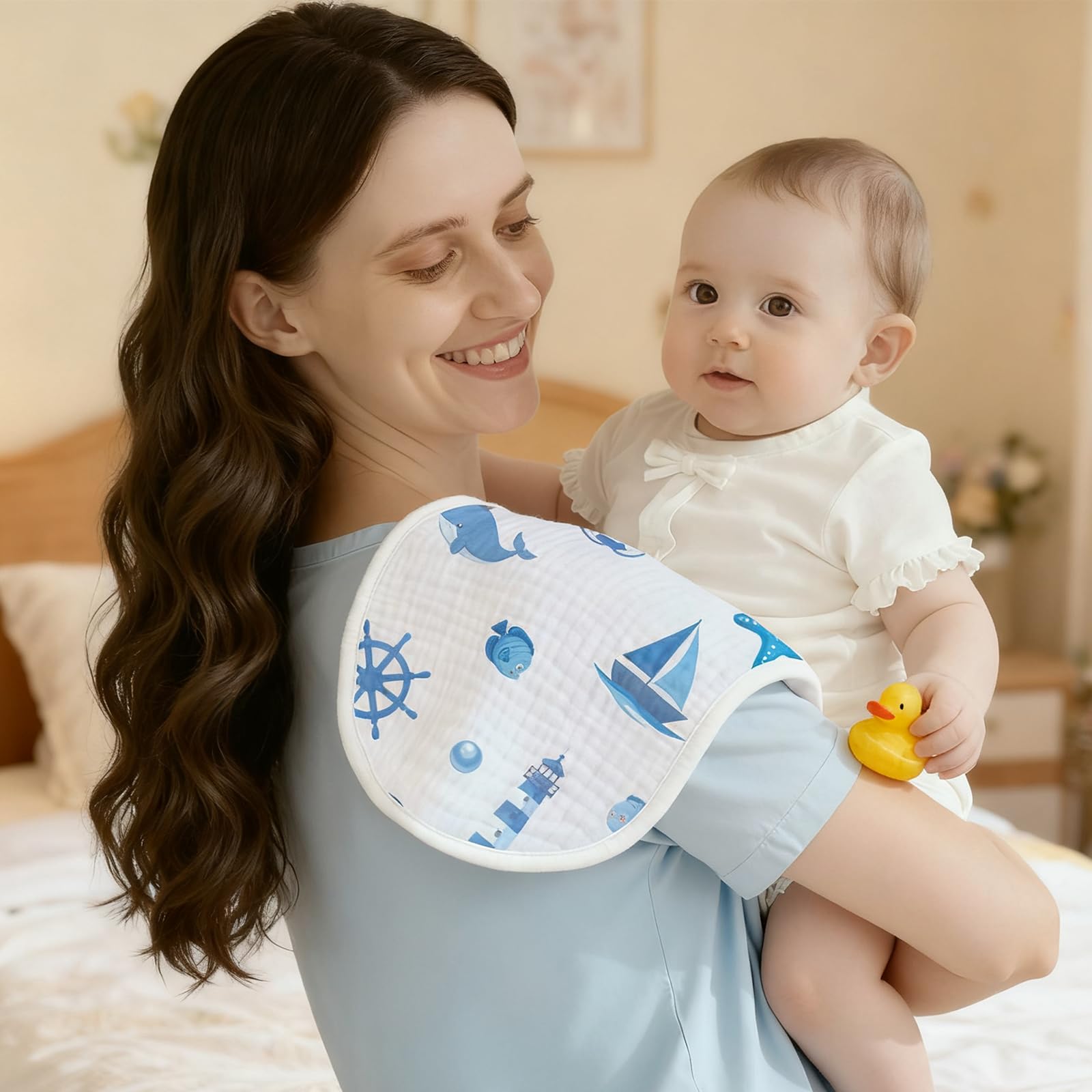 Spriggenix ocean animals print burp cloths illustrating versatile baby care uses