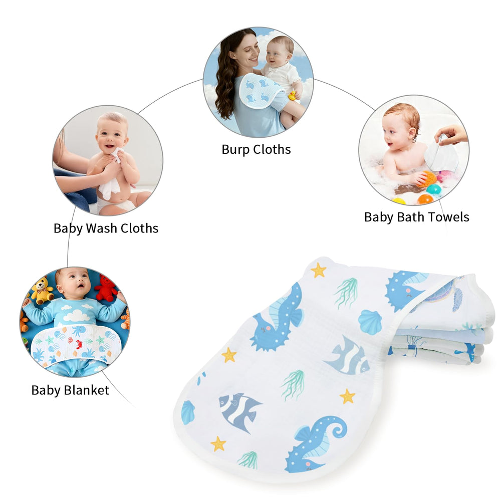 Spriggenix six-pack burp cloths laid flat to show full coverage