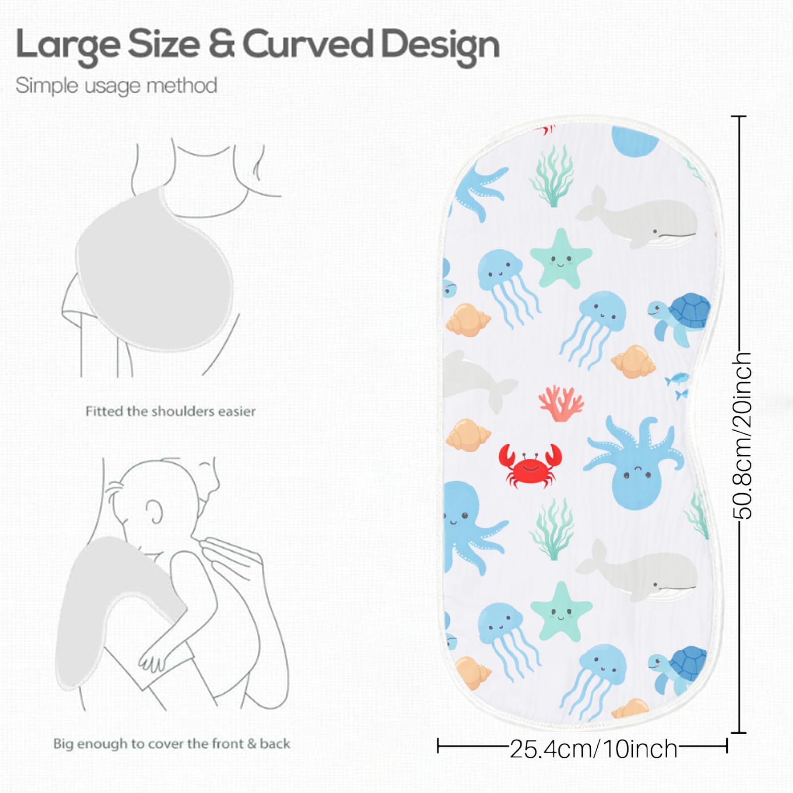 Spriggenix cotton burp cloths with unisex design and ocean motif
