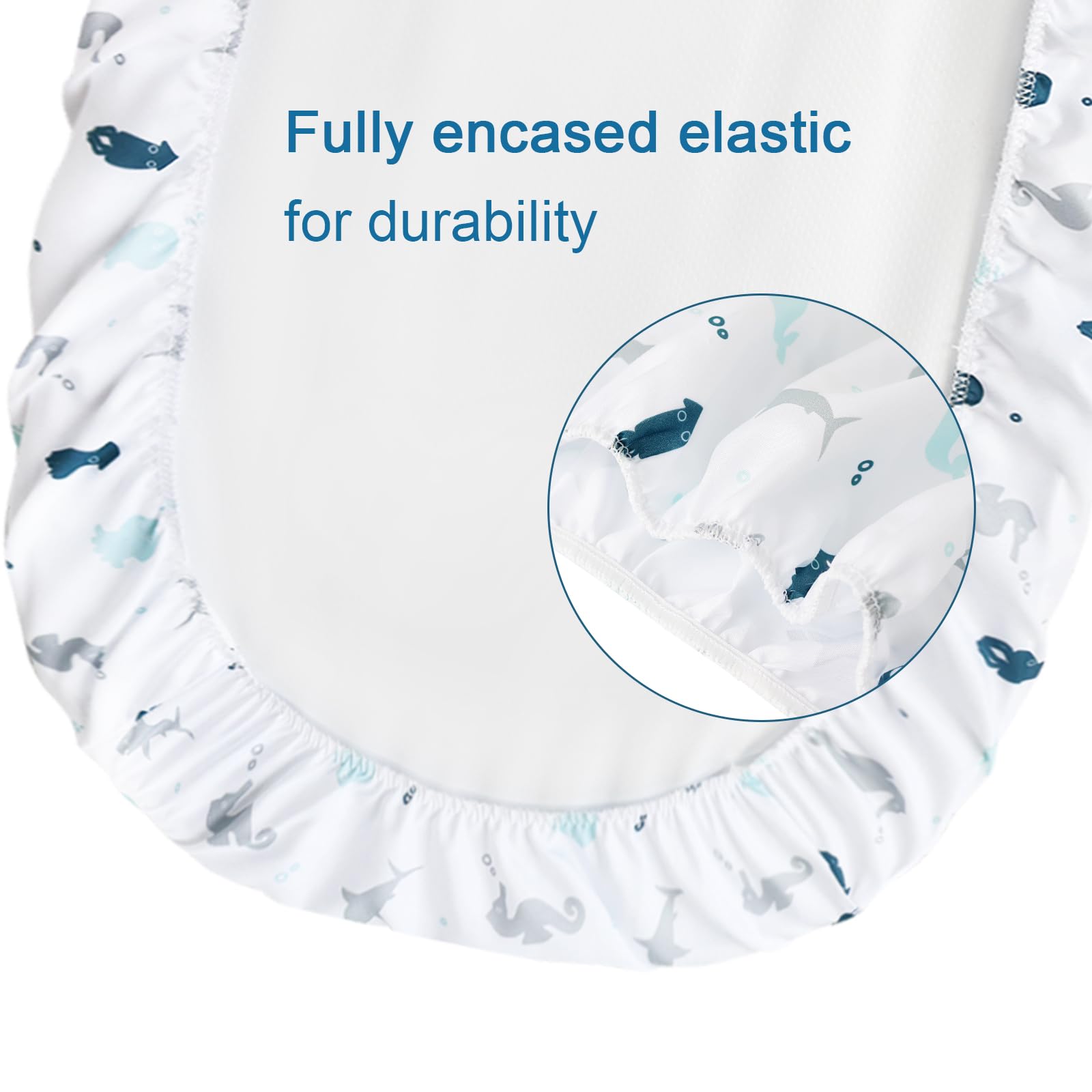 SPRINGSPIRIT bassinet sheets White Ocean pattern: cozy, skin-friendly sleep surface.
