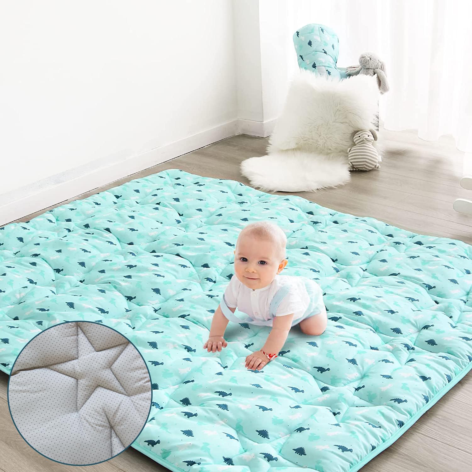 Springspirit baby play mat 71x59 full coverage for spacious crawling and playtime