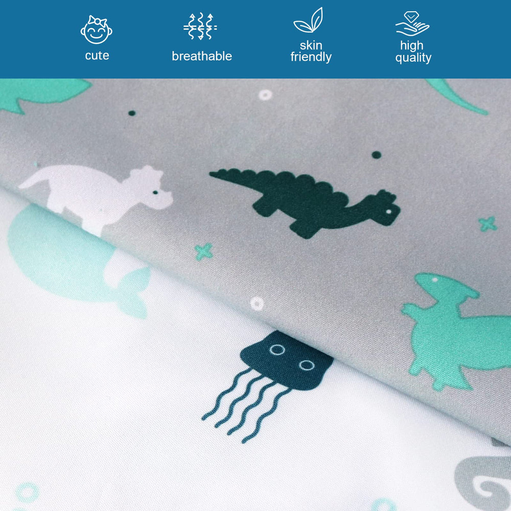 SPRINGSPIRIT ocean print crib sheets on full bed demonstrating breathable fabric