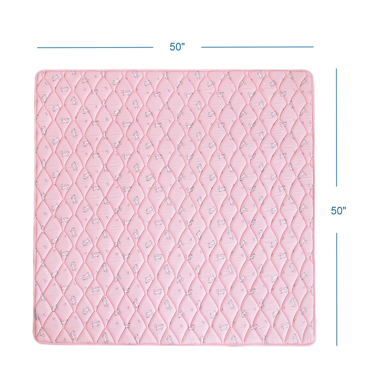 Pink print design on SPRINGSPIRIT play mat adds cheerful play area aesthetics.