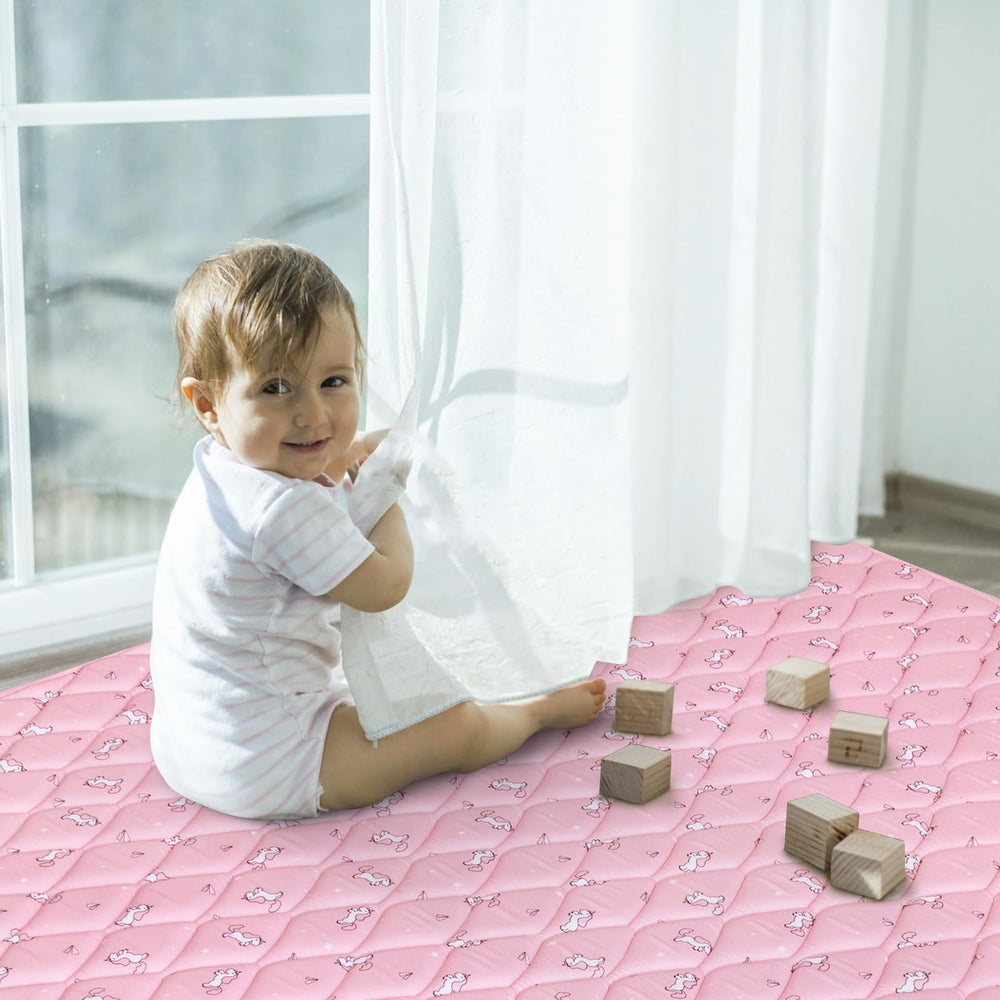 SPRINGSPIRIT play mat shown with various playpens demonstrating compatibility.