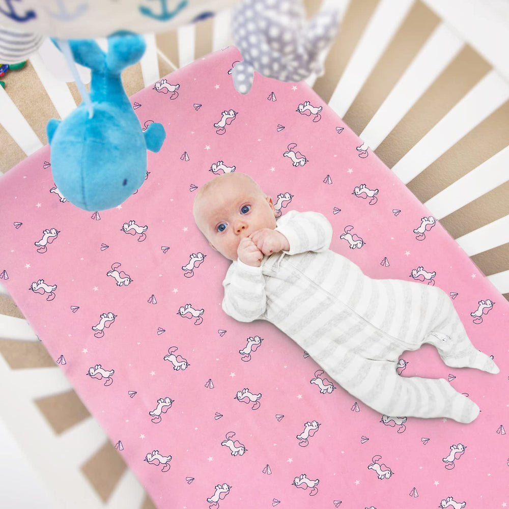SPRINGSPIRIT mini crib sheets dinosaur print for playful naps and easy care