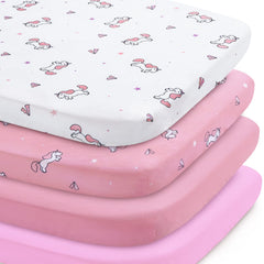 SPRINGSPIRIT mini crib sheets packaging highlights premium quality and setup ease