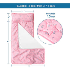 SPRINGSPIRIT nap mat with blanket pink horse folded, easy school transition