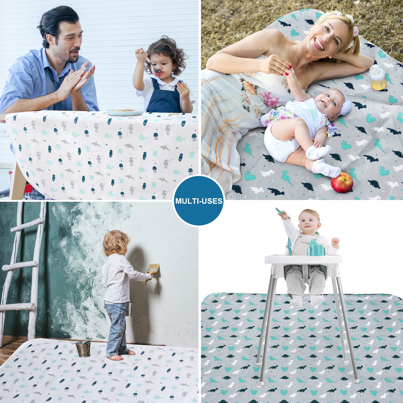 SPRINGSPIRIT splat mat 46x42 inches covers large eating and play areas.